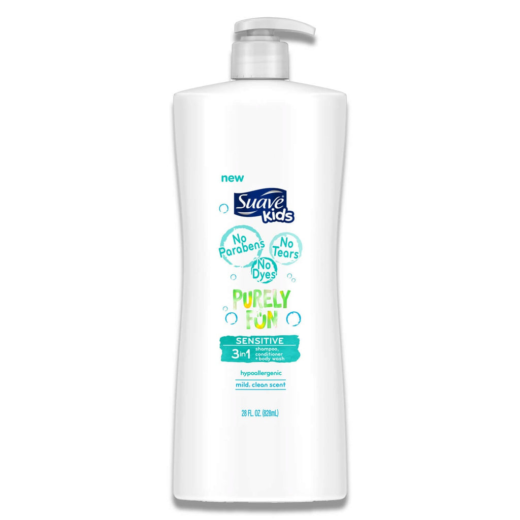 Suave Kids 3-in-1 Shampoo, Conditioner & Body Wash Purely Fun - 28 oz - 6 Pack Contarmarket