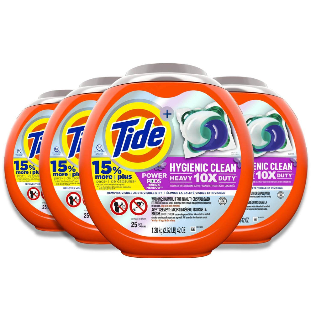 Tide Power Pods Laundry Detergent Pacs, Hygienic Clean, Spring Meadow - 25 Ct - 4 Pack Contarmarket