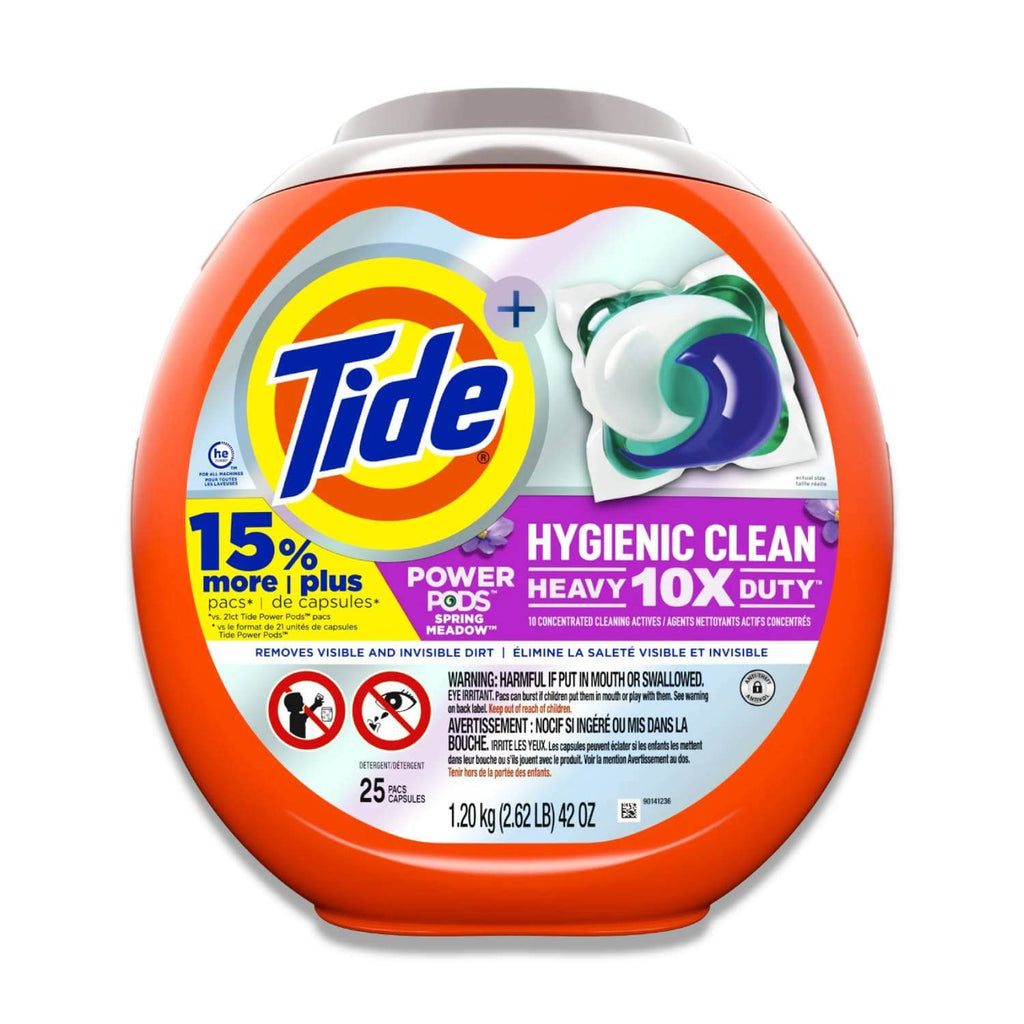 Tide Power Pods Laundry Detergent Pacs, Hygienic Clean, Spring Meadow - 25 Ct - 4 Pack Contarmarket