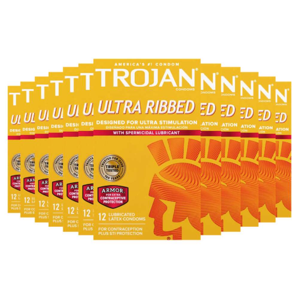 Trojan Ultra Ribbed Condoms - 12 Pack Contarmarket