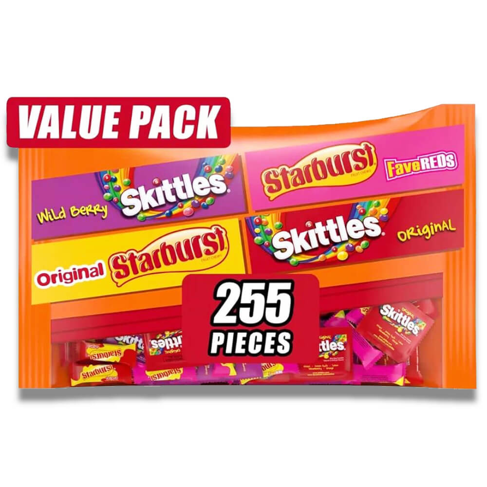 Starburst & Skittles Chewy Candy Assorted Bulk Variety Pack (255 ct., 6.5 lbs) Contarmarket