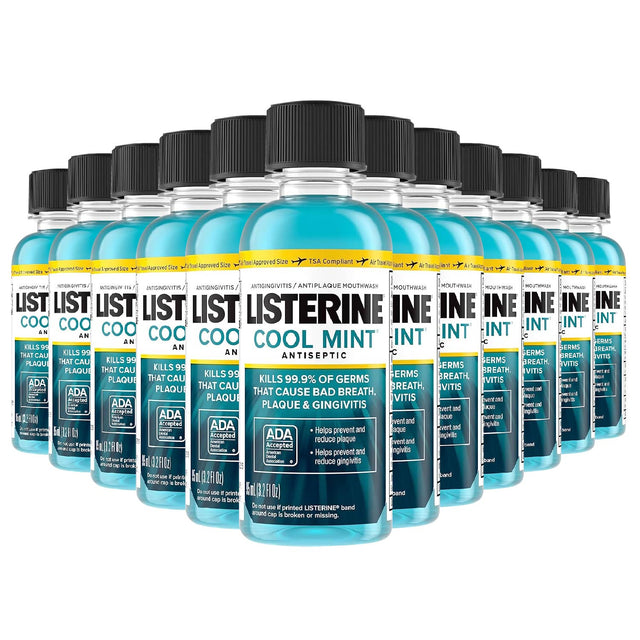 Listerine Cool Mint Mouthwash - 3.2 oz - 12 Pack - Travel Size