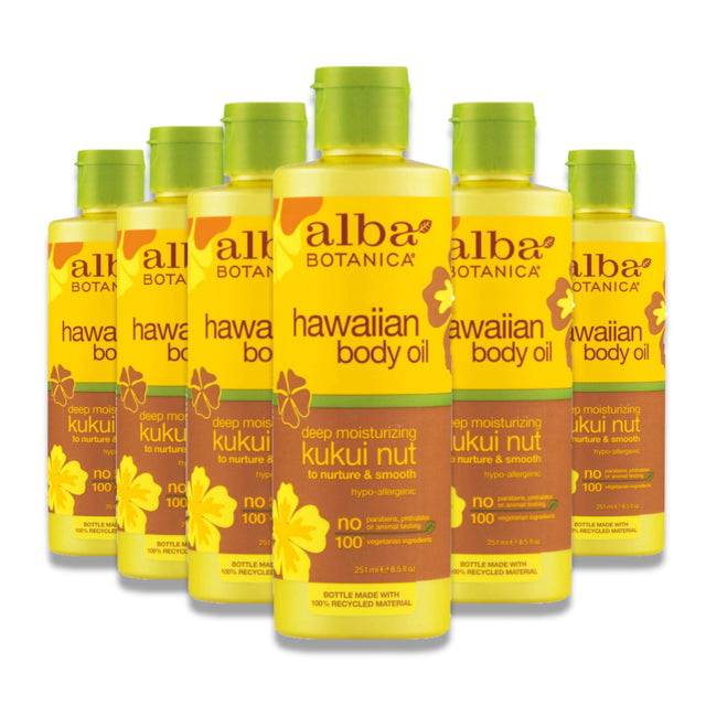 Alba Botanica - Hawaiian Body Oil Kukui Nut, Body Oil - 8.5 Oz - 6 Pack