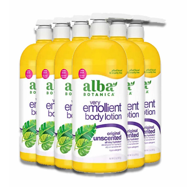 Alba Botanica Very Emollient Body Lotion, Unscented Original, 32 Oz - 6 Packs