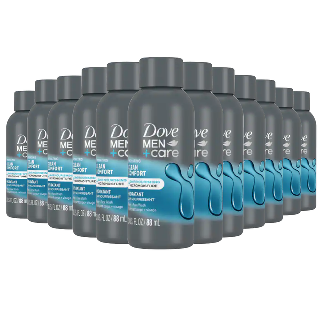 Dove - Care Body and Face Wash, Clean Comfort for Men - 3 oz - 24 Pack - Travel Size