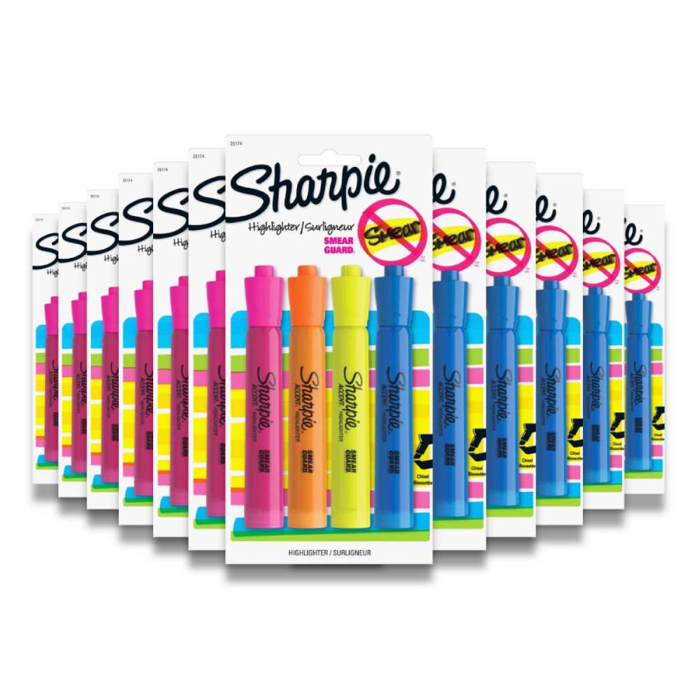 Sharpie Highlighters Smear Guard Chisel Tip - 12 Pack Contarmarket