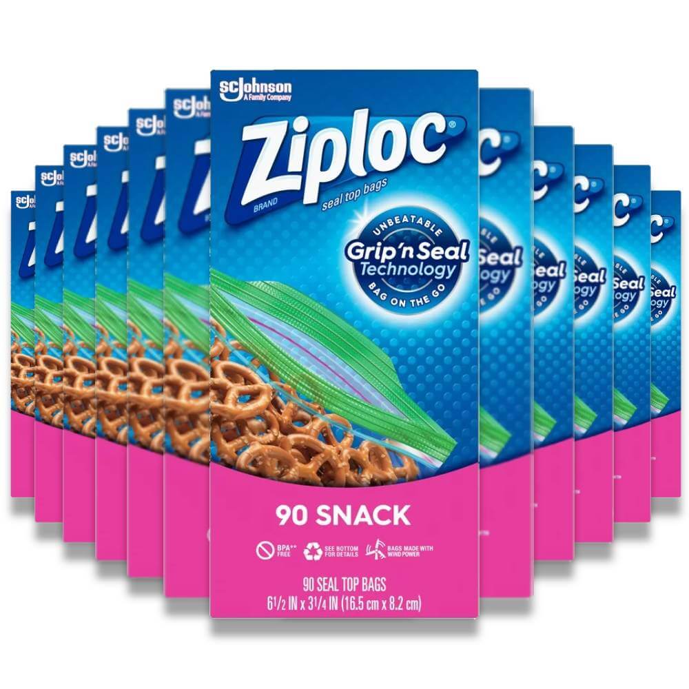Ziploc Snack Bags with Grip 'n Seal Technology - 90 Count - 12 Pack Contarmarket